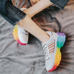 Color Bottom Women Platform Casual Sneakers