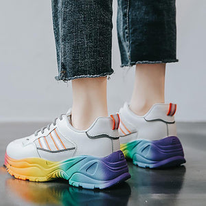 Color Bottom Women Platform Casual Sneakers