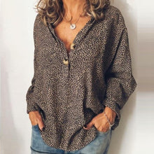 Load image into Gallery viewer, Fashion Casual V Neck Long Sleeves Leopard Blouse