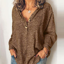 Load image into Gallery viewer, Fashion Casual V Neck Long Sleeves Leopard Blouse