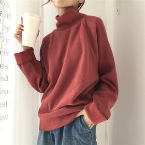 Casual High Collar Solid Color Raglan Sleeve Long Sleeve Sweater