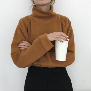 Casual High Collar Solid Color Raglan Sleeve Long Sleeve Sweater