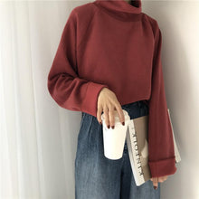 Load image into Gallery viewer, Casual High Collar Solid Color Raglan Sleeve Long Sleeve Sweater