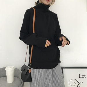 Casual High Collar Solid Color Raglan Sleeve Long Sleeve Sweater