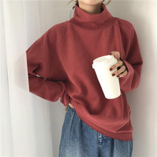 Load image into Gallery viewer, Casual High Collar Solid Color Raglan Sleeve Long Sleeve Sweater