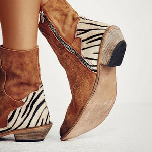 Fashion Zebra Flat Boots