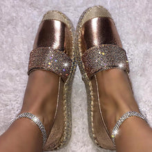 Load image into Gallery viewer, Women&#39;s Fashion Solid Color Rhinestone Buckle Stitching Flat Shoes