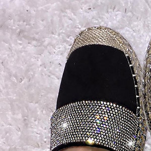 Women's Fashion Solid Color Rhinestone Buckle Stitching Flat Shoes