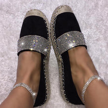 Load image into Gallery viewer, Women&#39;s Fashion Solid Color Rhinestone Buckle Stitching Flat Shoes