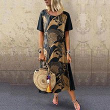 Load image into Gallery viewer, Vintage Printed Short Sleeve Round Neck Dress