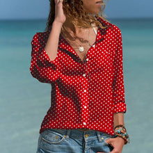 Load image into Gallery viewer, Casual Turndown Collar Long Sleeve Polka Dot Blouse