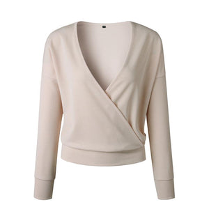 Women's Commuting V-Neck Pure Color Shoulder Sleeve Sweater