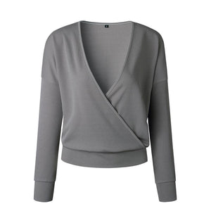 Women's Commuting V-Neck Pure Color Shoulder Sleeve Sweater