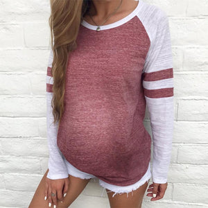 Striped Stitching Long Sleeve T-Shirt