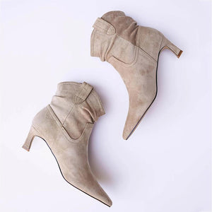 Women's Fashion Temperament Pure Color Suede Ankle Boots