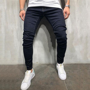 Casual Men's Pure Color Medium-Waist Pencil Pants.