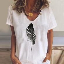 Load image into Gallery viewer, Casual Round Neck Short Sleeve Printed Colour Loose T-Shirt