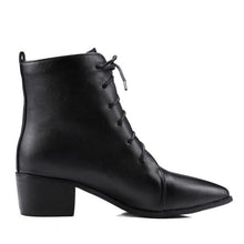 Load image into Gallery viewer, Contracted Lace-Up Pointed Toes Kitten Heels Ankle Boots