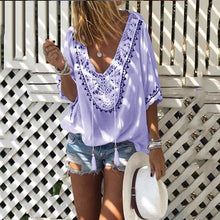 Load image into Gallery viewer, Bohemian Halflong Sleeves Tassel Lace Loose Shirt