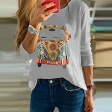 Load image into Gallery viewer, Women&#39;s Commuting Round Neck Long Sleeve Cartoon T-Shirt