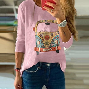 Women's Commuting Round Neck Long Sleeve Cartoon T-Shirt