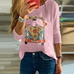 Women's Commuting Round Neck Long Sleeve Cartoon T-Shirt