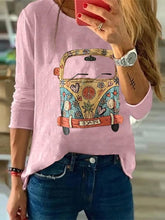 Load image into Gallery viewer, Women&#39;s Commuting Round Neck Long Sleeve Cartoon T-Shirt