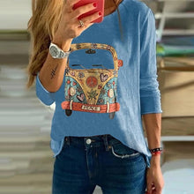 Load image into Gallery viewer, Women&#39;s Commuting Round Neck Long Sleeve Cartoon T-Shirt