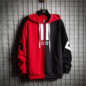 Color Block Loose Hooded Sweatshirts