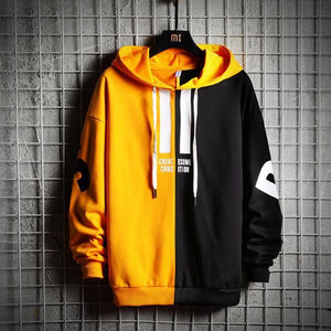 Color Block Loose Hooded Sweatshirts