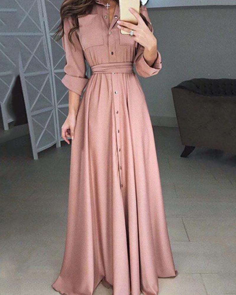 Casual Slim Long Sleeve Maxi Dresses