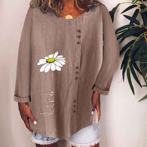 Daily Casual Round Neck Long Sleeve Loose Blouse