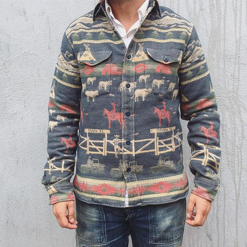 Men's Printed Pocket Button Jacket