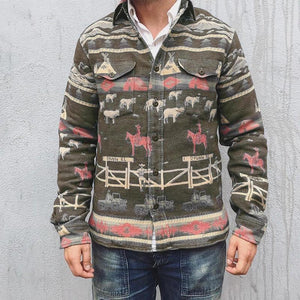 Men's Printed Pocket Button Jacket