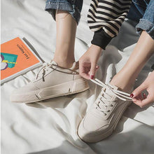 Load image into Gallery viewer, Contracted Style Lace-Up Pure Color Flat Sneakers