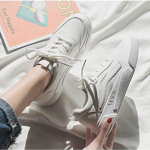 Contracted Style Lace-Up Pure Color Flat Sneakers