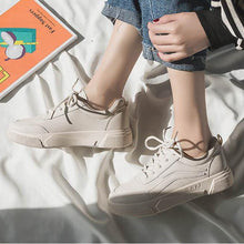 Load image into Gallery viewer, Contracted Style Lace-Up Pure Color Flat Sneakers