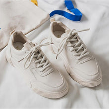 Load image into Gallery viewer, Contracted Style Lace-Up Pure Color Flat Sneakers