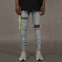 Load image into Gallery viewer, Fashion Printed Broken Hole Jeans