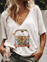 Load image into Gallery viewer, Fashion V Neck Printed Short Sleeve T-Shirt