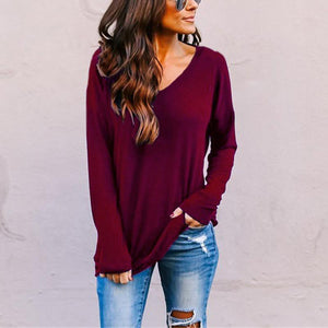 V Neck Backless Plain T-Shirts