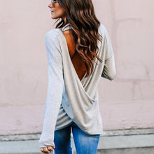 Load image into Gallery viewer, V Neck Backless Plain T-Shirts