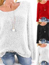 Load image into Gallery viewer, Low Round Collar  Fashion  Plain  Long Sleeve  Knit Pullover