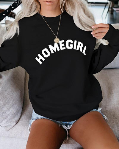 Casual Long Sleeve Printed Round Neck Sweatshirts