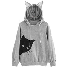 Load image into Gallery viewer, Cat Print Loose Hooded Sweatshirt