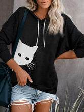 Load image into Gallery viewer, Cat Print Loose Hooded Sweatshirt