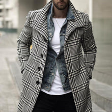 Load image into Gallery viewer, Fashion Plaid Lapel Single-Breasted Mid-Length Coat