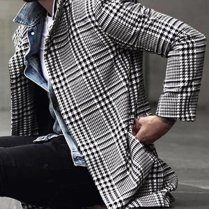 Fashion Plaid Lapel Single-Breasted Mid-Length Coat