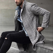 Load image into Gallery viewer, Fashion Plaid Lapel Single-Breasted Mid-Length Coat