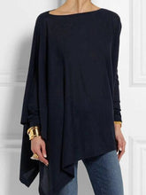 Load image into Gallery viewer, Round  Neck  Patchwork  Casual  Plain Loose Fitting Long Sleeve  T-Shirt